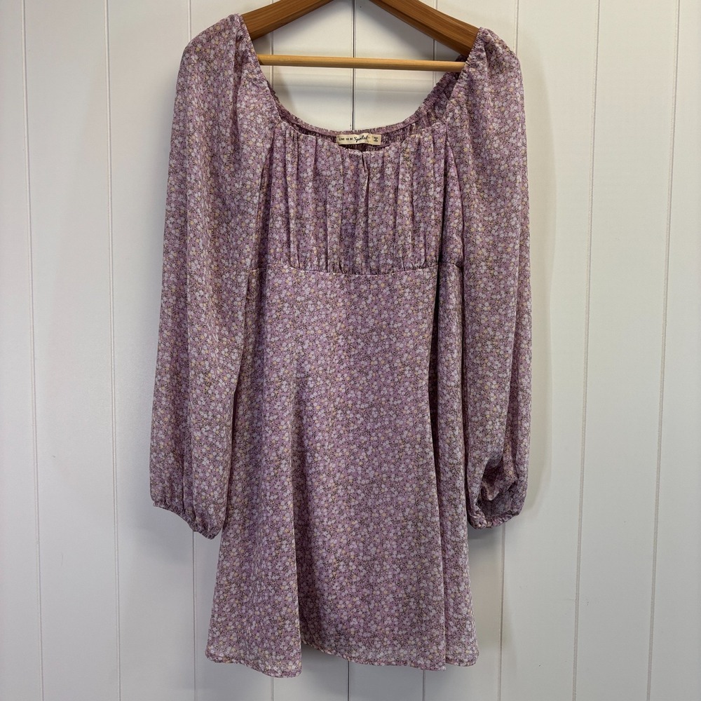 Womens Cottage Milkmaid Baby Doll Floral Dress Size L Feminine Romantic Flowy